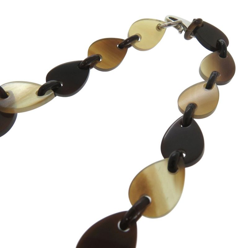 Hermes Large Horn Necklace Teardrop Buffalo Horn Silver 925 Brown 1458 Hermes