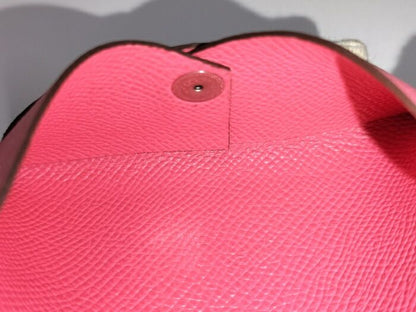 Hermes Calvi Card Case Leather Pink Stamped A
