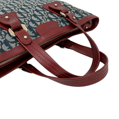 Christian Dior Trotter Pattern Canvas Leather Handbag Tote Bag