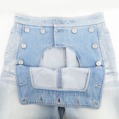 Chanel Denim Pants P76228v68736 Size 38 Light Blue Lamé Women's Clothing