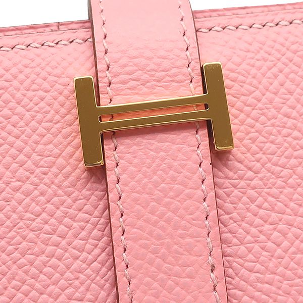 Hermes Long Wallet Bearn Souffle Vaux Epson Rose Confetti Gold Hardware Bifold