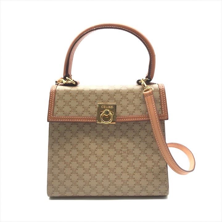 Celine Macadam Triomphe Circle 2-Way Bag Beige