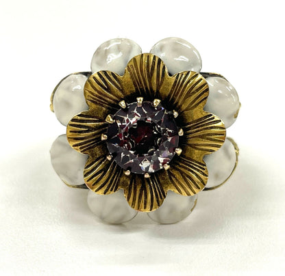Gucci Flower Cocktail Ring S With Stones And GP White — view 2