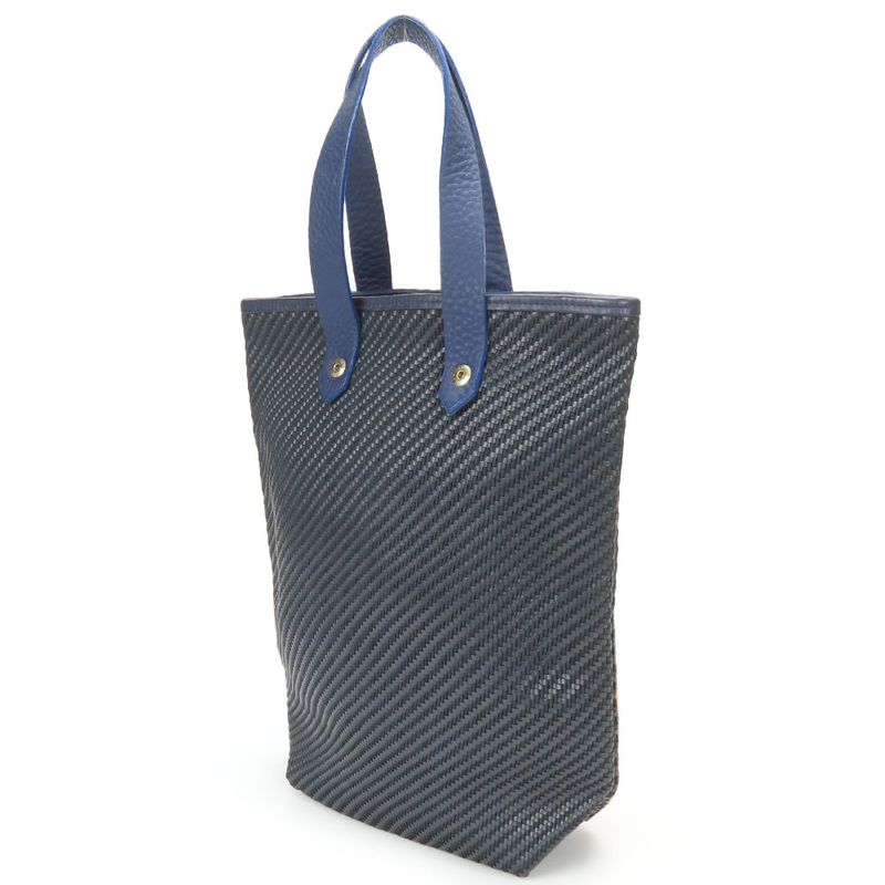 Hermes Tote Bag Amedava Diago PM Leather Polyester Navy Silver Hardware Woven