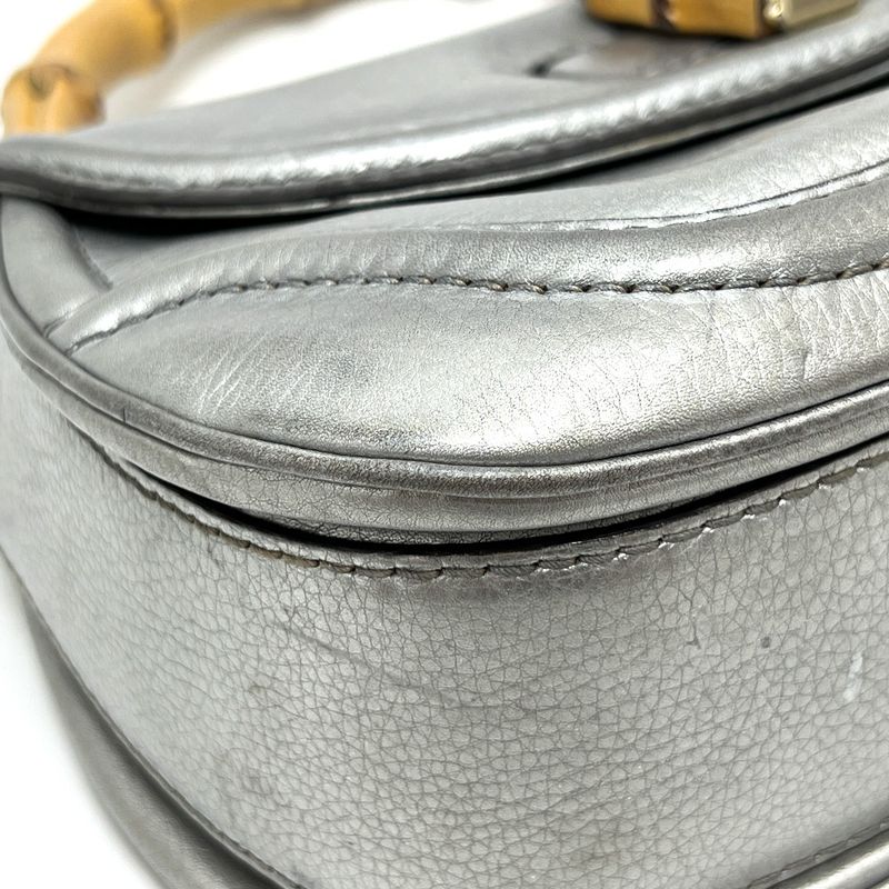 Gucci Handbag New Bamboo 254884 Leather Silver