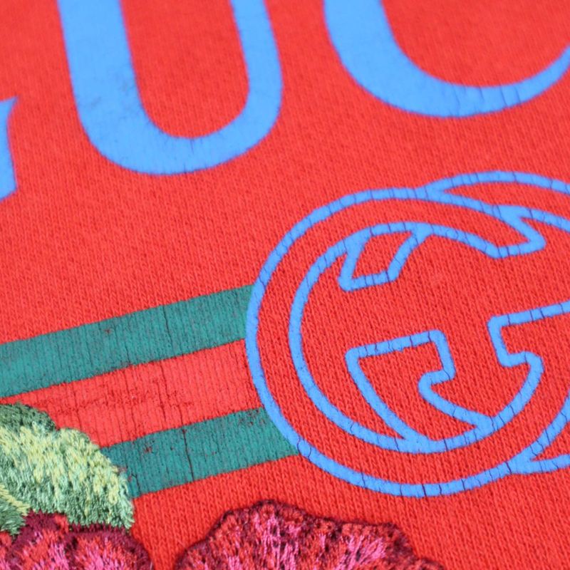 Gucci Vintage Logo Hibiscus Embroidery Oversize D Hoodie 457931 X5s77 Red L
