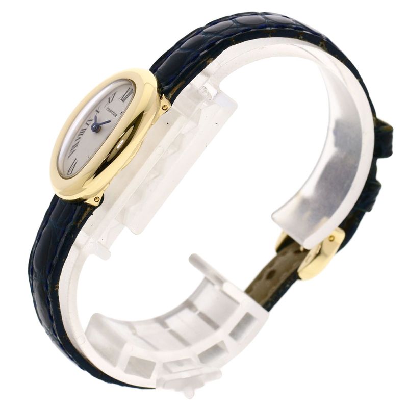 Cartier W1510956 Mini Baignoire Watch 18K Yellow Gold Leather Ladies
