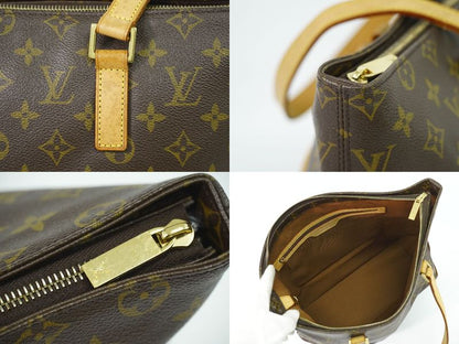Authentic Louis Vuitton LV Cabas Mezzo Monogram Shoulder Bag Tote Bag Brown