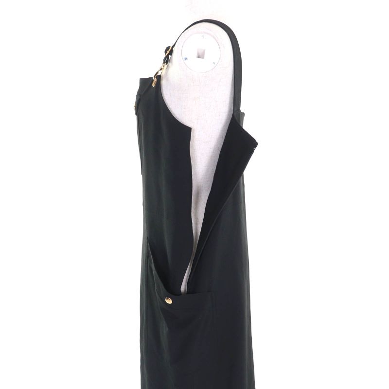 Celine 2r68g865c Triomphe Viscose Sable Workwear Dress Black 40 Women