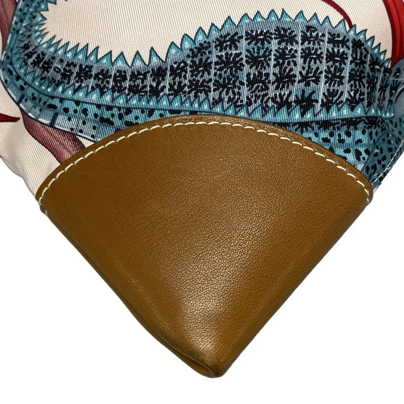 Hermes Shoulder Bag Silky City MM Light Pink X Gray X Multi Animal Print Silk