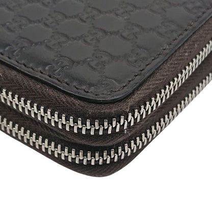 Gucci Micro Shimmer Clutch Bag Organizer Long Wallet Leather Dark Brown