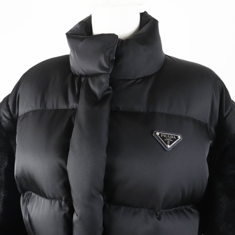 Prada 2023 29l805 Re-nylon 2-way Down Vest/down Jacket With Sleeve Sheep Fur