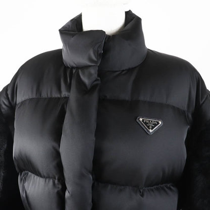 Prada 2023 29l805 Re-nylon 2-way Down Vest/down Jacket With Sleeve Sheep Fur