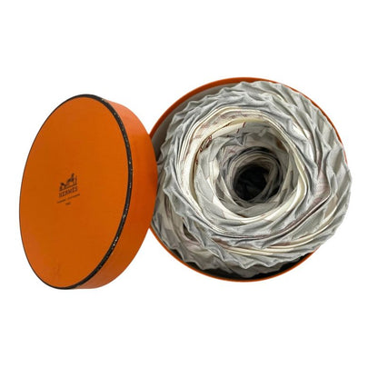 Hermes Silk Scarf Pleated Voyage AU LONG Cours Pelagic Multicolor With Box