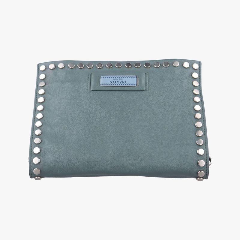 Prada Etiquette Greyish Green Leather 1bd082180/h