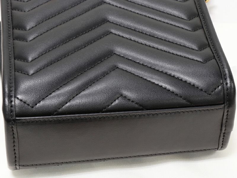 Gucci Handbag Shoulder Bag GG Marmont Quilted Calf Black 2WAY 696123