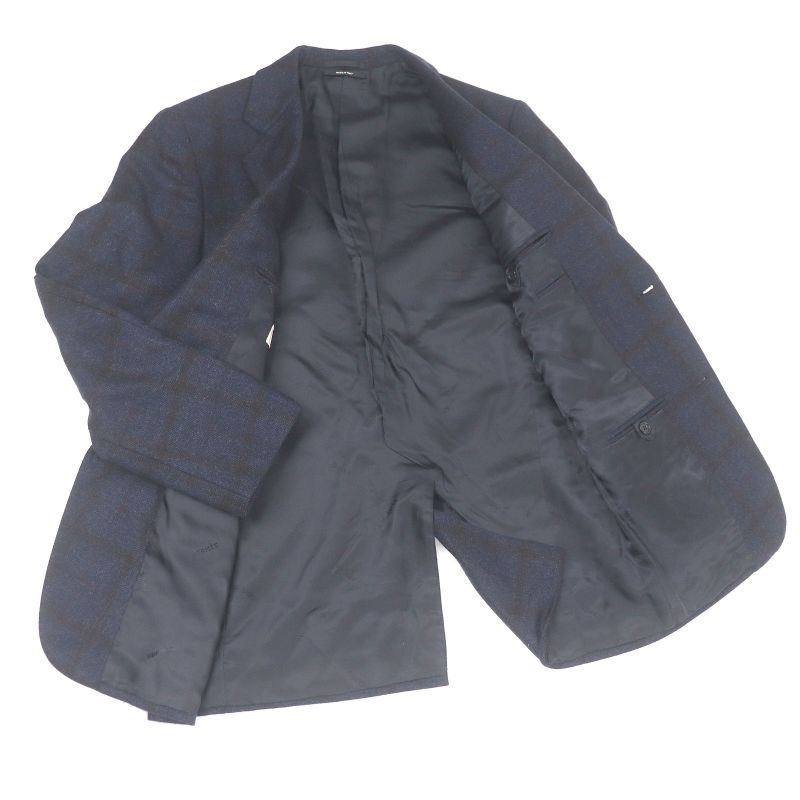 Hermes 100% Cashmere Window Pen Single Ancon Jacket Tailored Jacket Navy 46