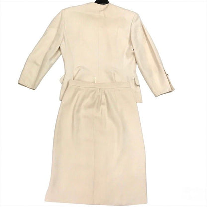Hermes Jacket Silk Set Skirt Top and Bottom Set Suit Beige