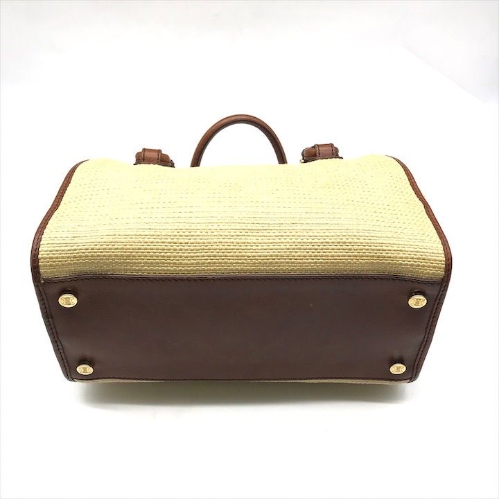 Celine Raffia Straw Hand Boston Bag Beige