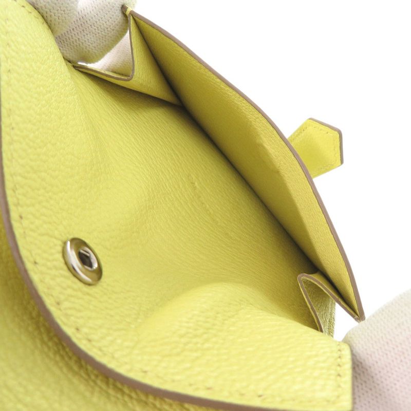Hermes Bearn Card Case Chevre Mizor Lime Stamped W (made In 2024) Yellow 1650