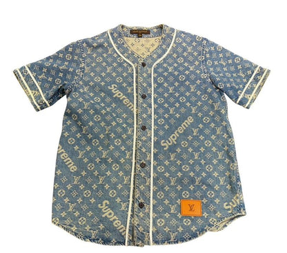 2254 Louis Vuitton Baseball Shirt Hdd92wall Monogram Denim Short Sleeve S Size