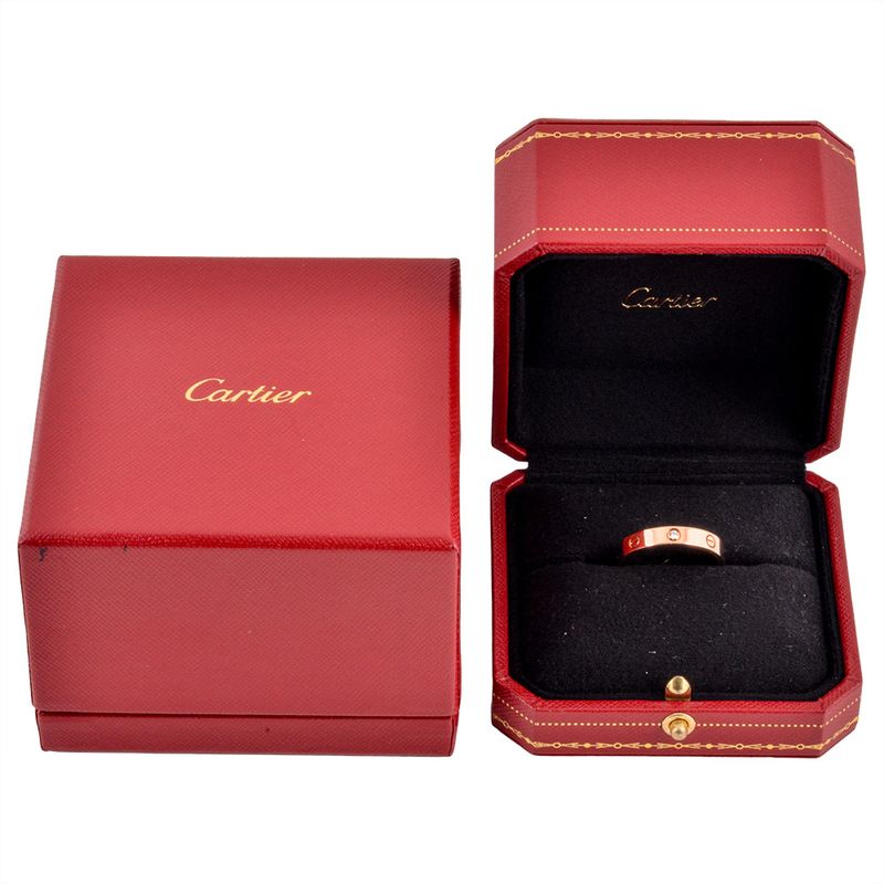 Cartier Mini Love Ring With Diamonds #61 18K Pink Gold 53g 1P Diamond Pink Gold