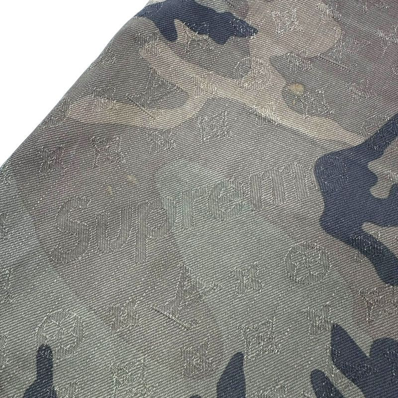 Supreme X Louis Vuitton 17aw Jacquard Denim 5-Pocket Jean Camo Pants Khaki