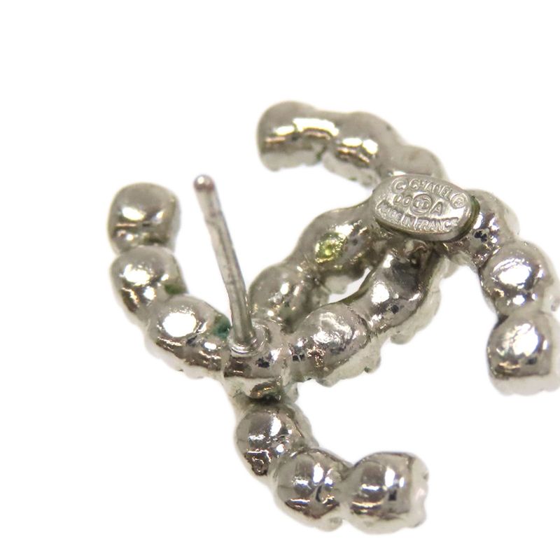 Chanel Coco Rhinestone Earrings Metal Women