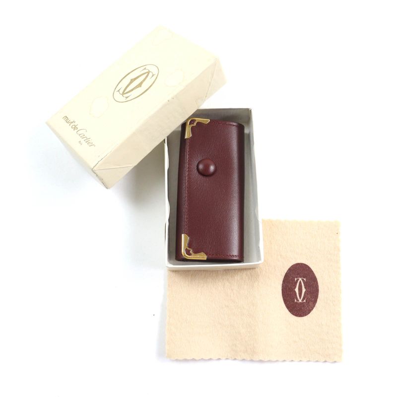 Cartier Must De Cartier 4-ring Leather Key Case Bordeaux With Box Made In Spain