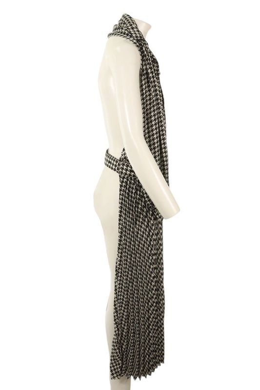 Balenciaga Pleated Dress Stola 832044 Hound's Tooth Belted Pleated Shawl Women's