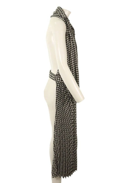 Balenciaga Pleated Dress Stola 832044 Hound's Tooth Belted Pleated Shawl Women's