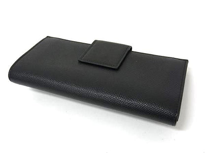 Bvlgari Leather Bifold Long Wallet Men Ladies Black Fh7541