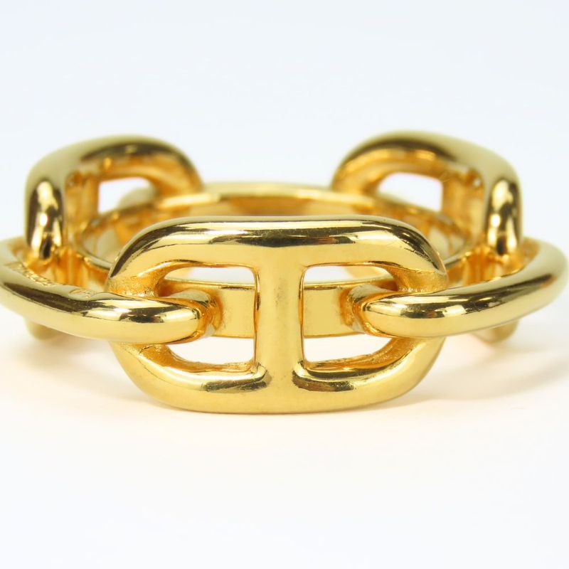 Hermes Scarf Ring Chaine D'ancre Metal Gold Plated Accessories Ladies Women