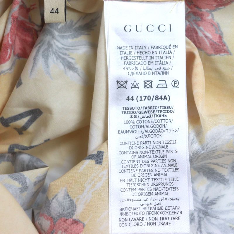 Gucci 22AW 694124 100% Cotton Hibiscus Short Sleeve Short Sleeve Bow Ring