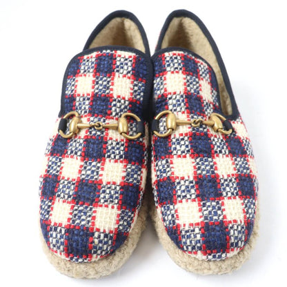Gucci Horsebit Tweed Boa Espadrille Shoes Multicolor 38.5 Storage With Bag Made