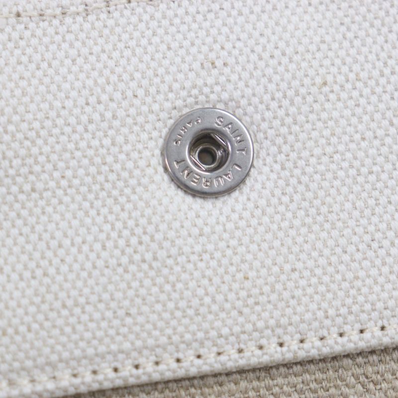  Saint Laurent Paris 617481 Rive Gauche Logo Canvas Leather Tote Bag Beige