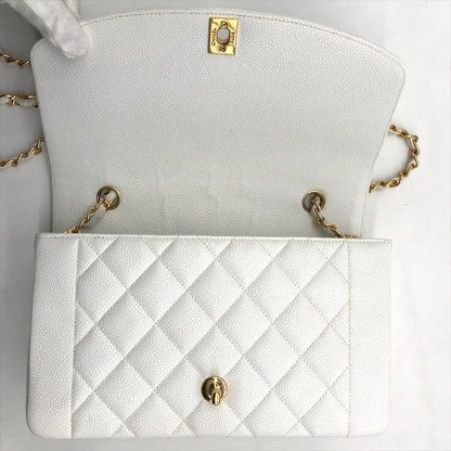 Chanel CC Logo Quilted Caviar Leather Diana Gold Chain Shoulder Bag