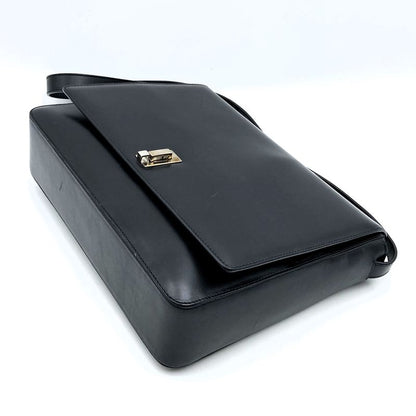 Gucci 001 3071 Shoulder Bag Leather Black Chic Vintage With Mirror Billfold