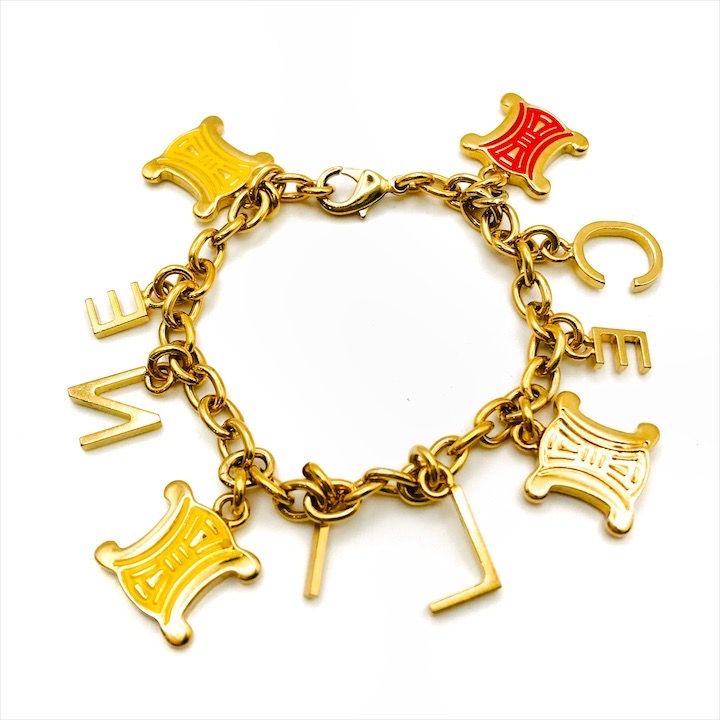 Celine Triomphe Gold Line Stone Bracelet