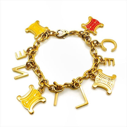 Celine Triomphe Gold Line Stone Bracelet