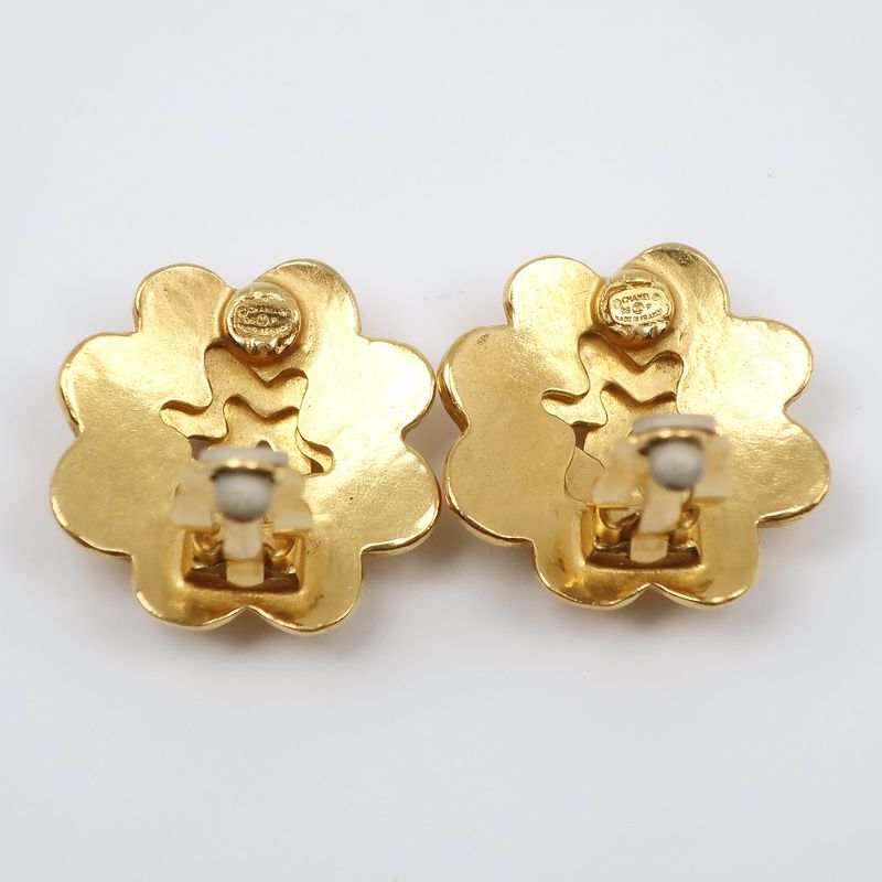 Chanel Flower Coco Mark Vintage Gold Plated 96P Ladies 23.6g Earring