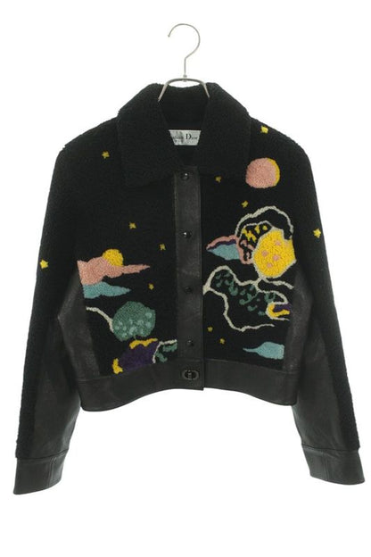 Christian Dior 248v25al854 Leather Switched Boa Blouson Women's 38