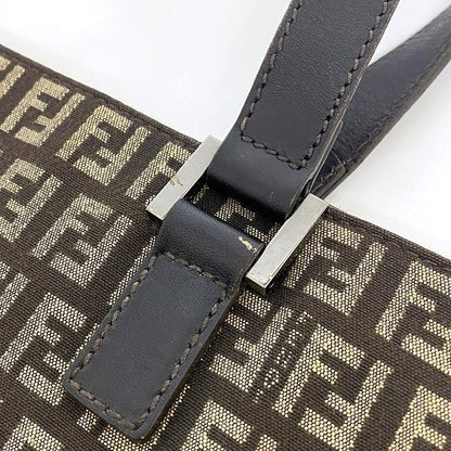 Fendi Tote Bag Brown Beige Zucchino 8bh068 Excellent Condition