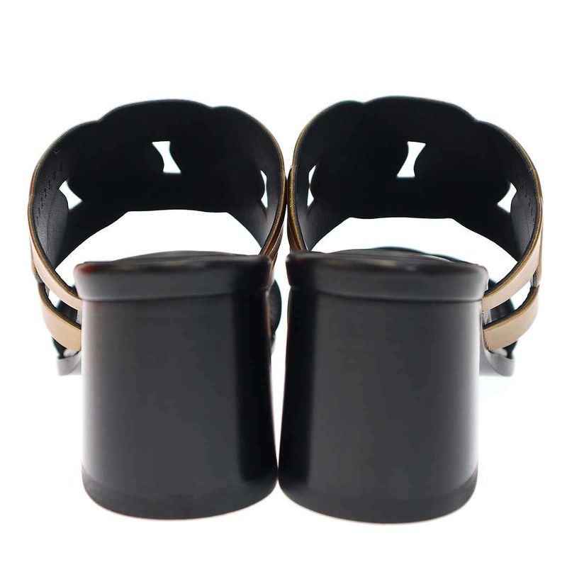 Hermes Gaby Sandals 60 Gaby Heel Sandals Black Gold 37 1 2