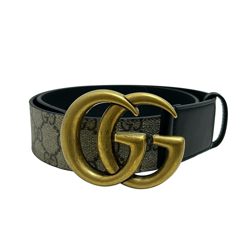 Gucci Belt 75-30 GG Marmont/gg Plus/gg Supreme 400593 Beige Black And Gold