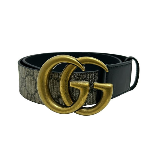 Gucci Belt 75-30 GG Marmont/gg Plus/gg Supreme 400593 Beige Black And Gold