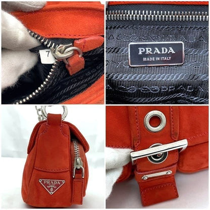 Prada Semi Shoulder Bag Orange Suede
