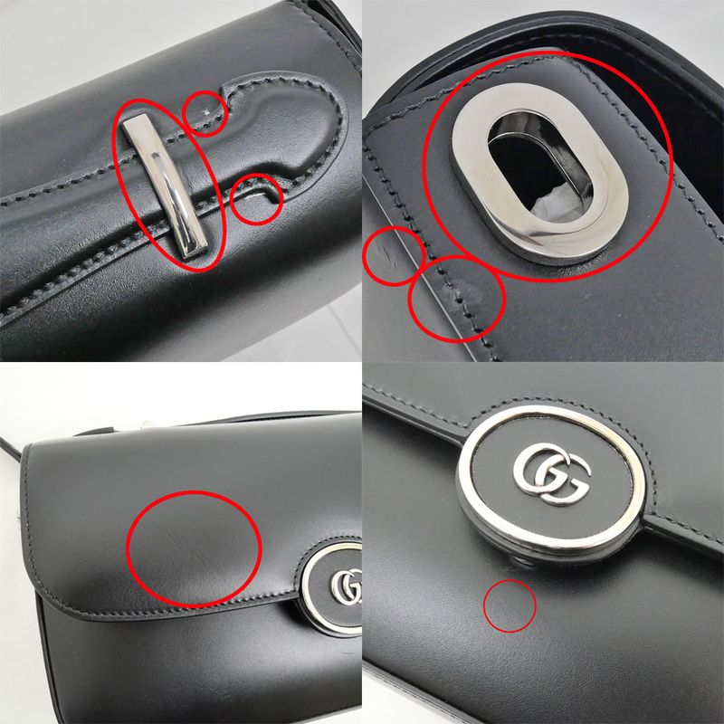 Gucci Clutch Bag Shoulder Bag Leather Black 739721 Shoulder Ladies