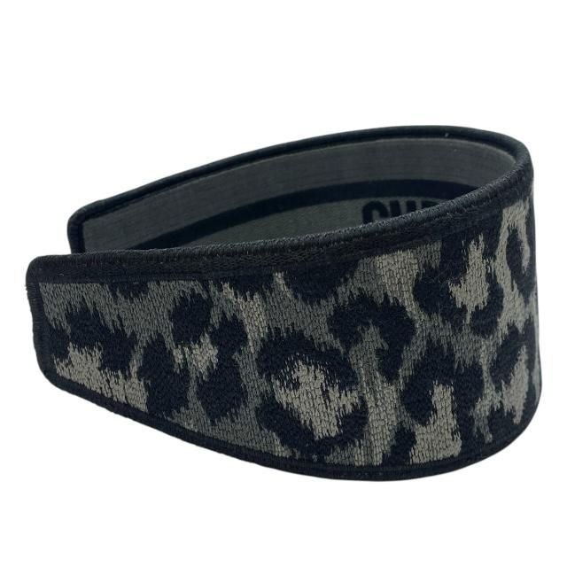 Christian DIOR Oblique Catsuit Headband Hair Accessory Leopard Gray Black Canvas
