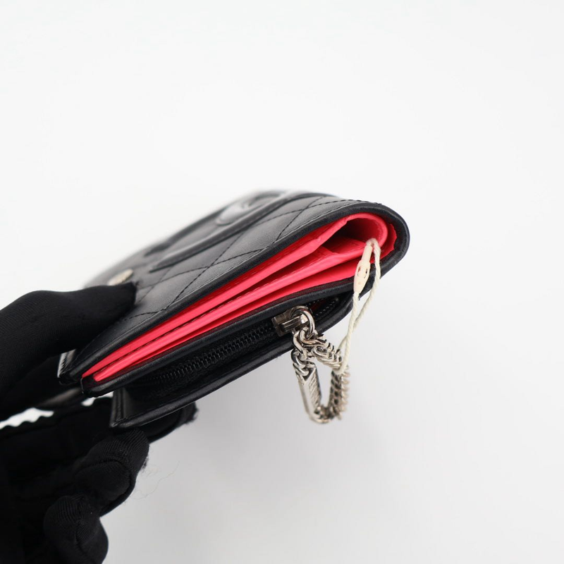 Chanel Coco Cambon Leather Bifold Wallet Black Ladies Brand